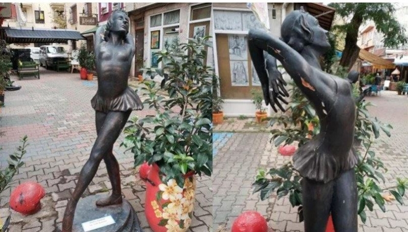 Статуята в Истанбул, изобразяваща първата балерина в Турция, е била