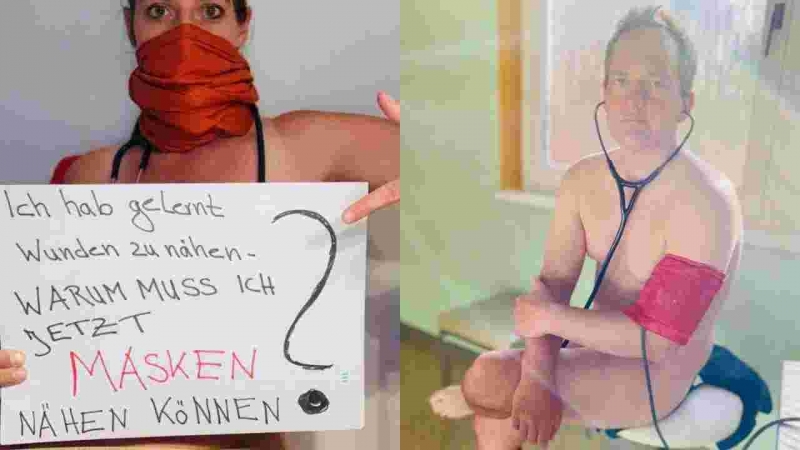 Лекари в Германия се съблякоха голи в знак на протест