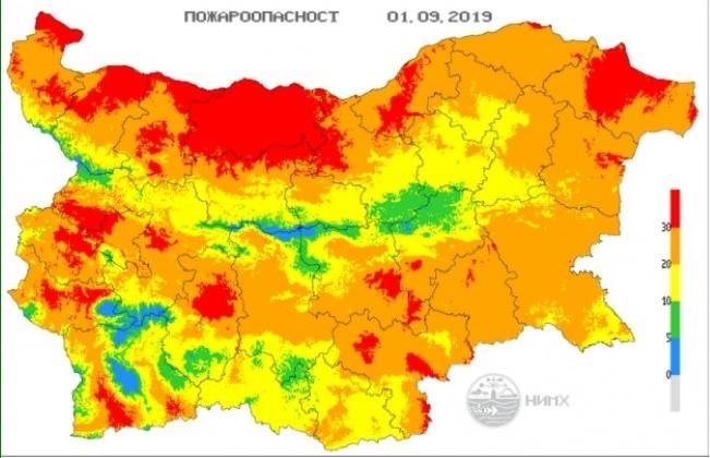 Екстремален индекс за пожароопасност за днес 1 септември има на