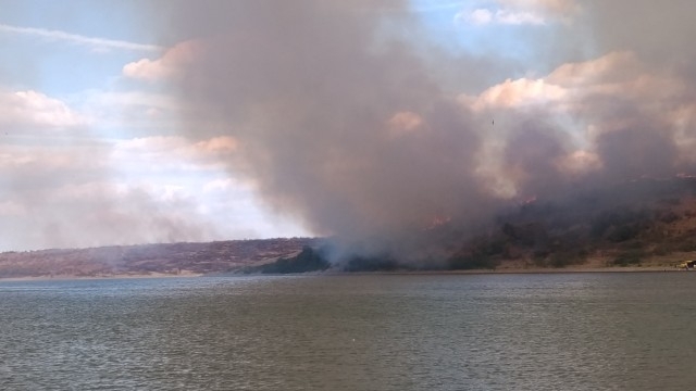 Голям пожар е обхванал гората край яз. Брягово, сигнализира зрител
