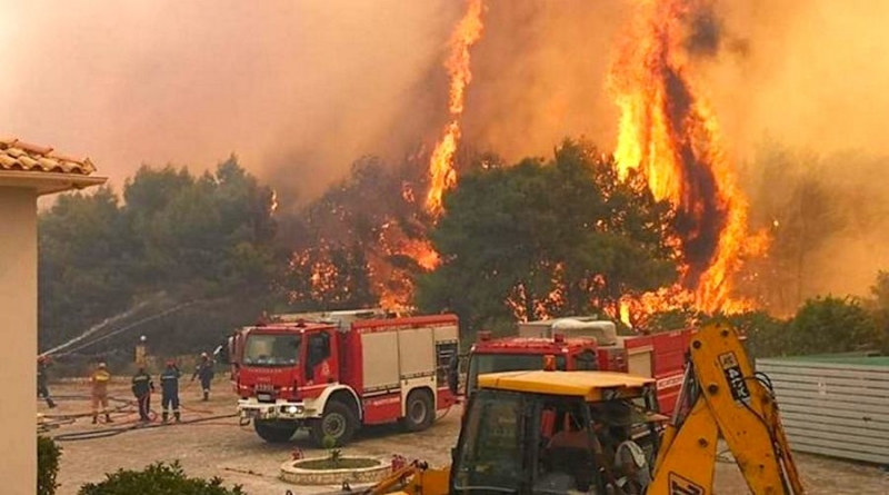 Пожар гори край селата Агалас и Кери на остров Закинтос