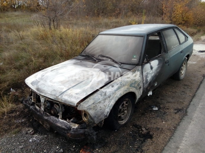 Москвич е горял тази сутрин на път край Монтана Инцидентът
